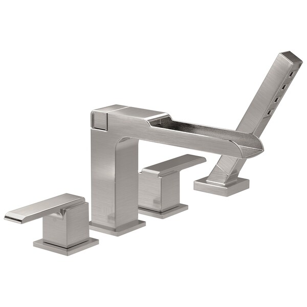 Deck-Mount with Diverter Tub Filler Faucet, 9 L, 16 W, Plastic