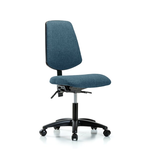 Desk Chair Fabric Desk Chair, Med, Bk, Casters, Blu, No Arms, 19" to 24" Height, Fabric, Blue
