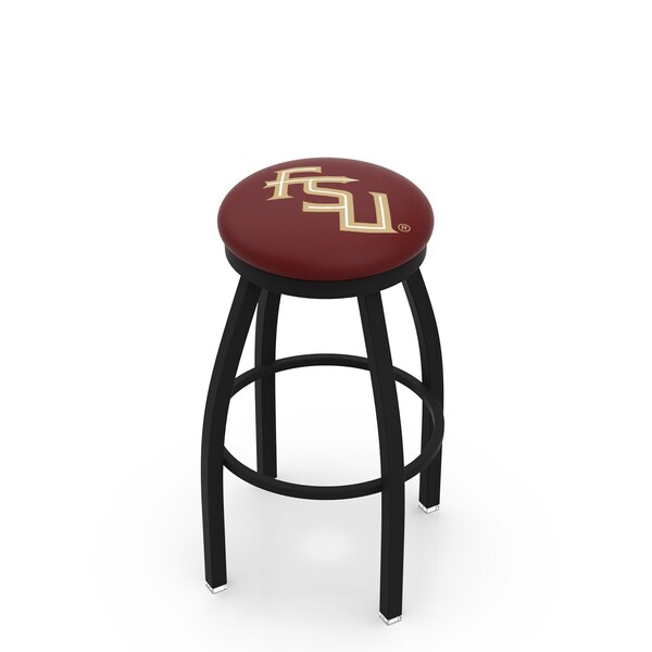 25" Blk Wrinkle Florida State (Script) Swivel Bar Stool, Accent Ring