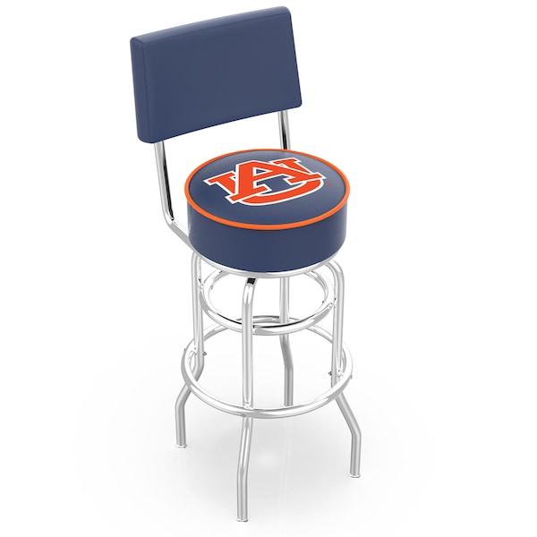 25" Chrome 2-Ring Auburn Swivel Bar Stool, Back