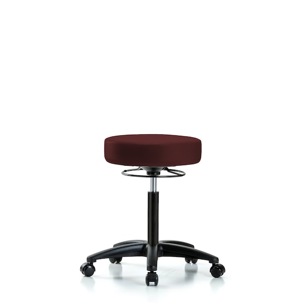 Bench Stool, Med, Vinyl, Casters, Burg