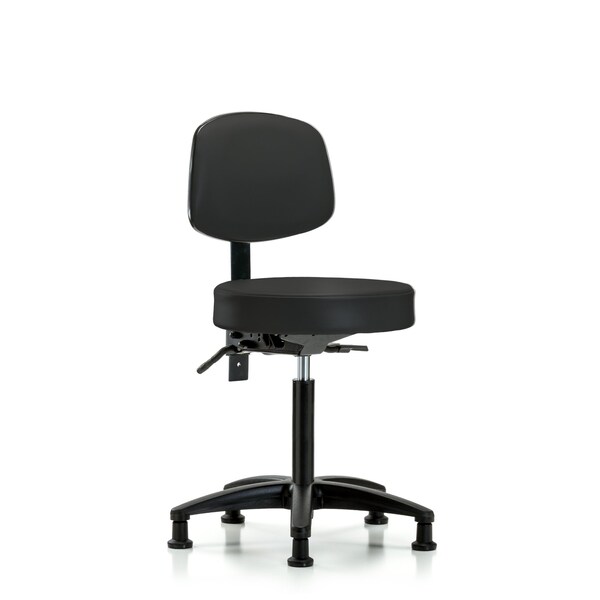 Rutledge Vin Stool with Back-Medium Bench Height with Stationary Glides in Black Trailblazer Vin