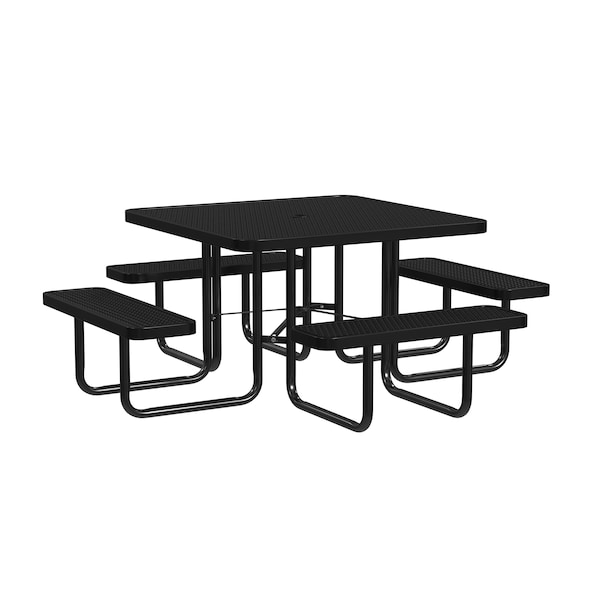 Square Portable Picnic Table, Black, 46 in
