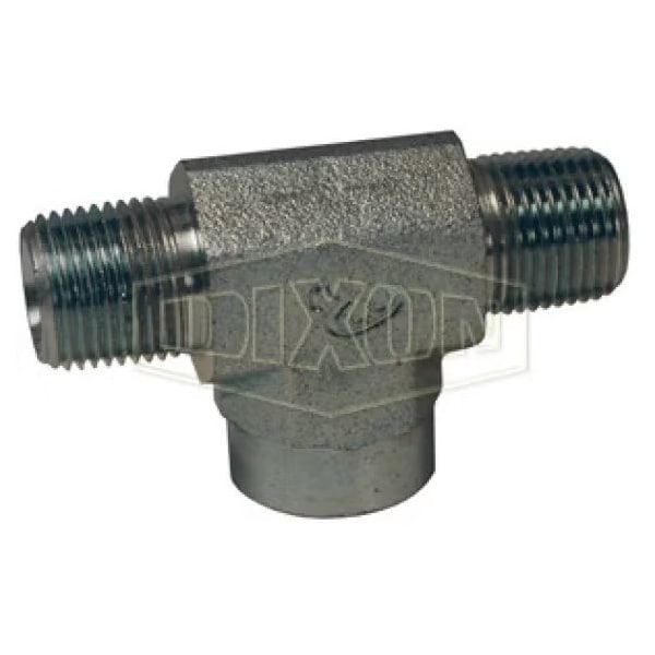 Hydraulic Pipe Tee, 1-11-1/2 Nominal, Male NPTF x Female NPTF, Carbon Steel, Domestic