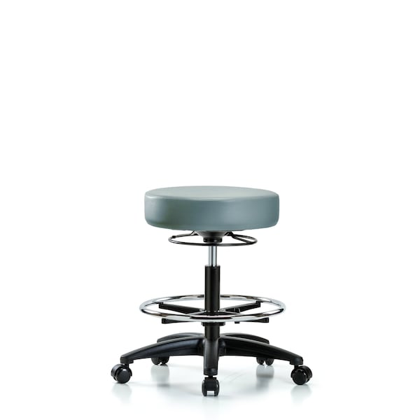 Vinyl Stool, Med Bench, Foot Ring, Casters, Storm