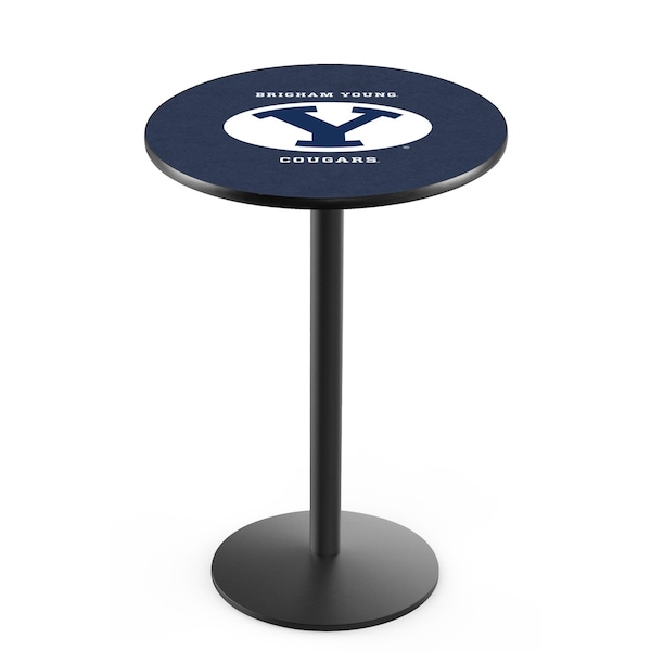 42" Blk Wrinkle Brigham Young Pub Table, 36" dia. Top
