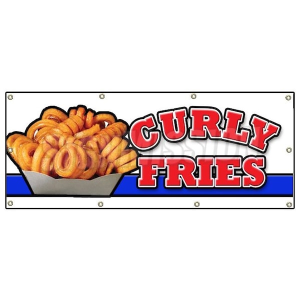 CURLY FRIES BANNER SIGN potato fries burgers restaurant fried ketchup