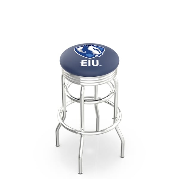 25" Chrome 2-Ring Eastern Illinois Swivel Bar Stool, Accent Ring