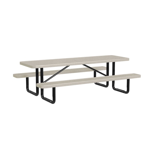 Rectangle Picnic Table, Sandstone, In Ground Mount, 8 ft L