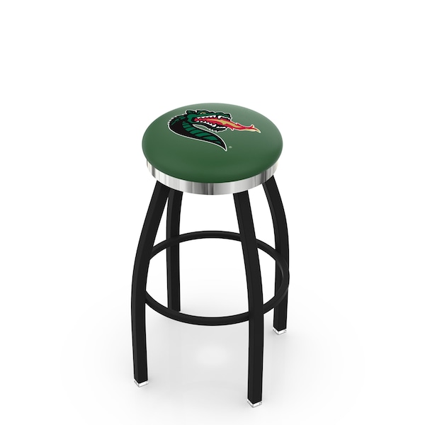 25" Blk Wrinkle UAB Swivel Bar Stool, Chrome Ring