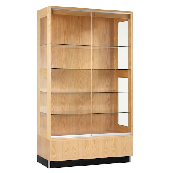 Shelving Storage Cabinet, 84 in H, 48 in W, (1) Fixed, (3) Adjustable Tempered Glass Shelves