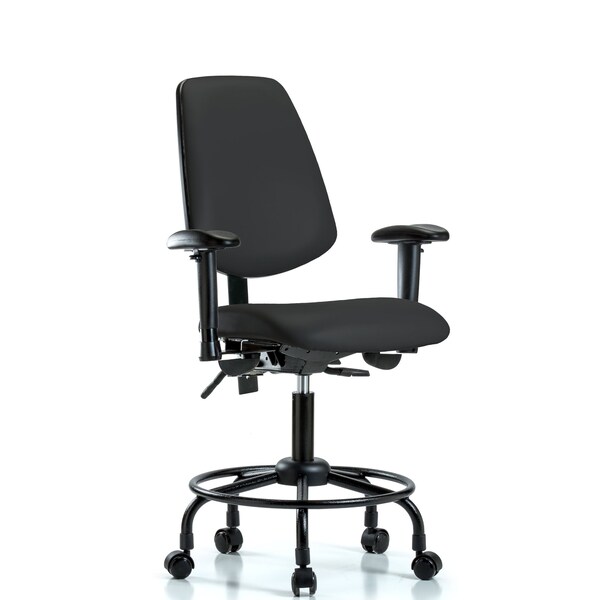 Desk Chair Adjustable Arms, 21" to 26" Height, Vinyl, Black