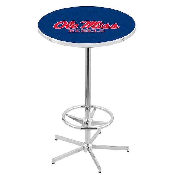 42" Chrome Ole' Miss Pub Table, 36" dia. Top
