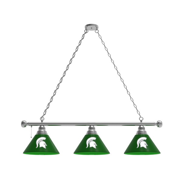 Michigan State 3 Shade Billiard Light, Chrome Fixture