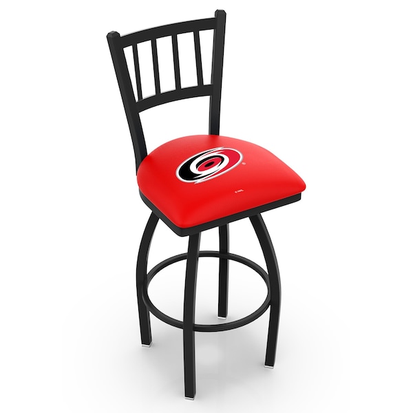 25" Blk Wrinkle Carolina Hurricanes Swivel Bar Stool, Jailhouse Back