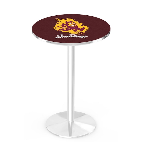 42" Chrome Arizona State Pub Table, Sparky Logo, 36" dia. Top