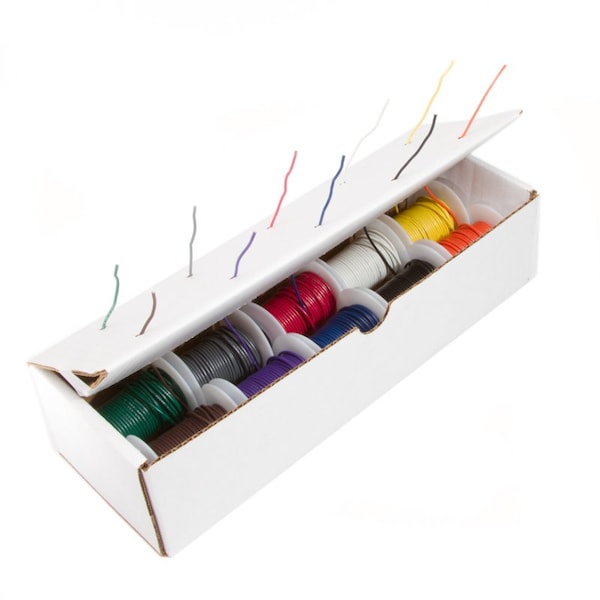 22 AWG Gauge UL1061 Stranded Hook Up Wire Kit, 300V, 0051 Diameter, 25 ft Length Each, 10 Colors