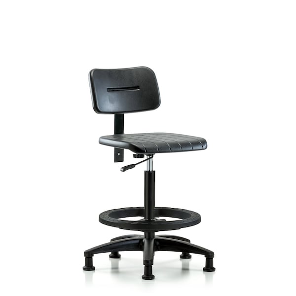 Basic Poly Hi Bench Chair, BF, Glides, Polyurethane, 24-1/2" to 33-1/2" Seat Height