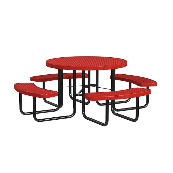 Round Portable Picnic Table, Red, 46 in L