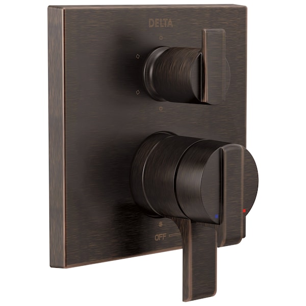 Ara Angular Modern Monitor 17 Series Valve Trim with 6-Setting Integrated Diverter