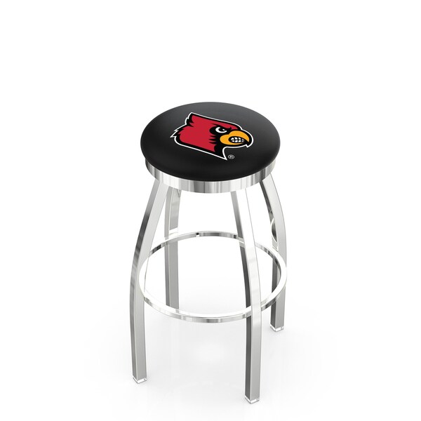25" Chrome Louisville Swivel Bar Stool, Accent Ring