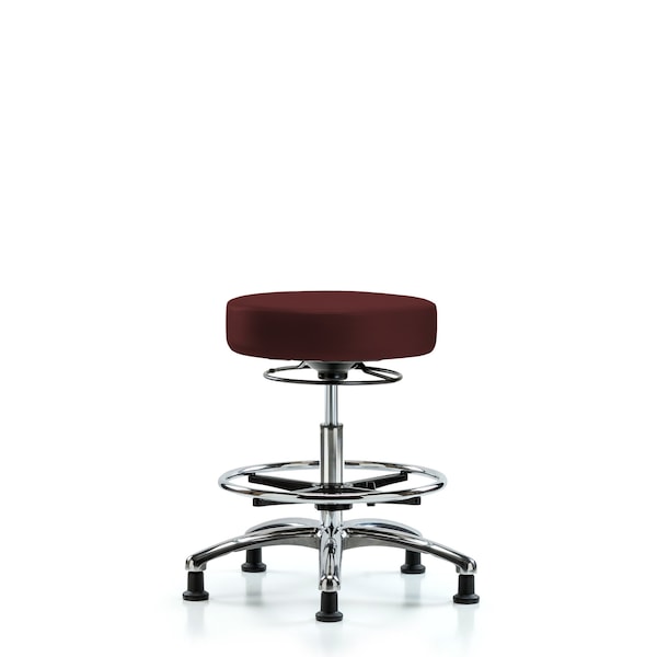 Vin Stool without Back Chr-Med Bench Ht with Chr Foot RingandStat Glides in Burgundy Trailblazer Vin