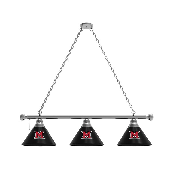 Miami (OH) 3 Shade Billiard Light, Chrome Fixture