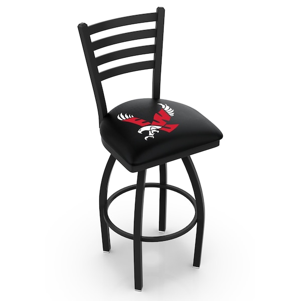 25" Blk Wrinkle Eastern Washington Swivel Bar Stool, Ladder Back