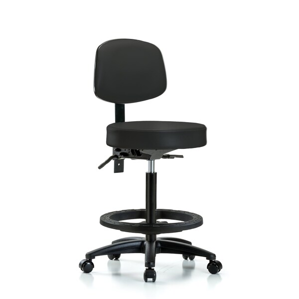 Bench Stool, Hi, Vinyl, Bk, Tilt, BF, Cast, BLK