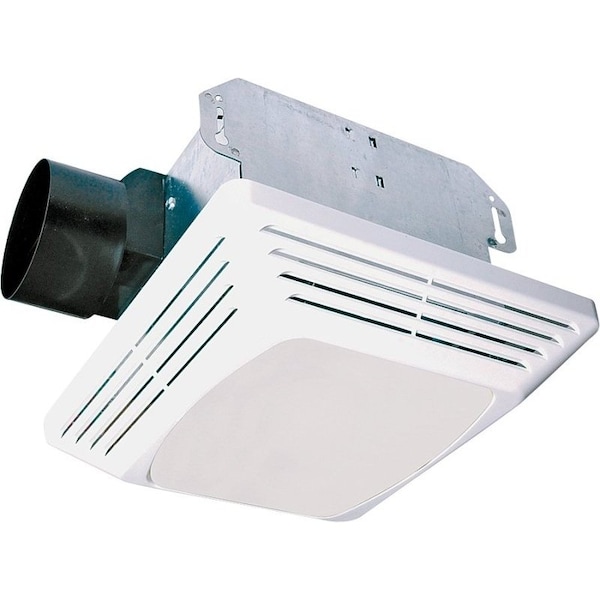 Exhaust Fan with Light, 120 V, 44 W, Fluorescent/A19 Incandescent Lamp, 4 in Duct, Square Grill