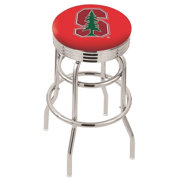 25" Chrome 2-Ring Stanford Swivel Bar Stool, Accent Ring