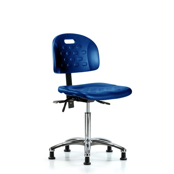 Poly Chair Chrome, Med Bench, Glides, Blue