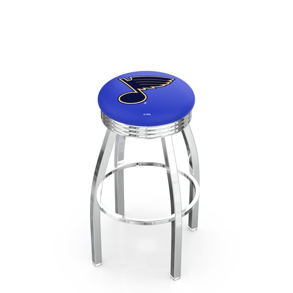 25" Chrome St Louis Blues Swivel Bar Stool, Accent Ring