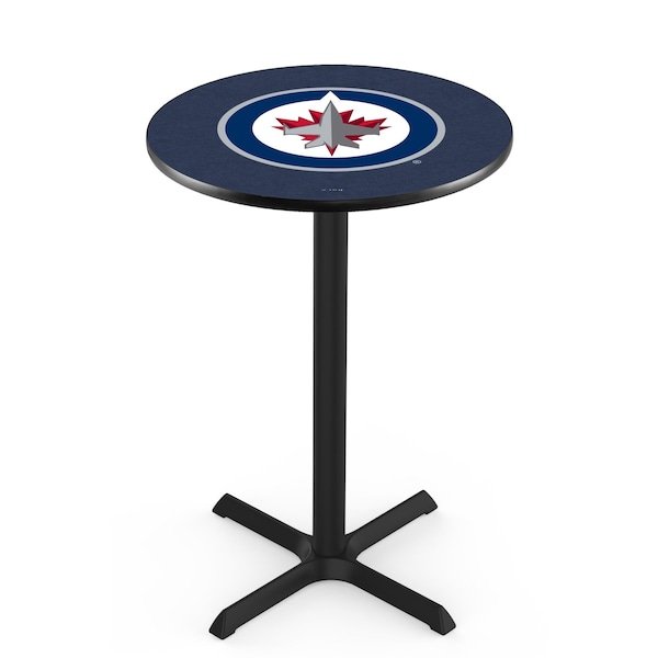 42" Blk Wrinkle Winnipeg Jets Pub Table, 36" dia. Top
