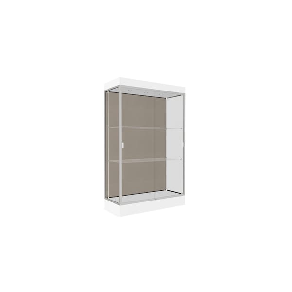 Lighted Floor Display Case 48x76x20, 6" Base, Satin