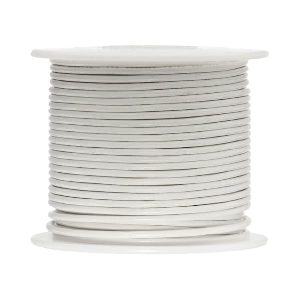 20 AWG Stranded Hook Up Wire, White, 100 ft, 0.056" Diameter, 300V