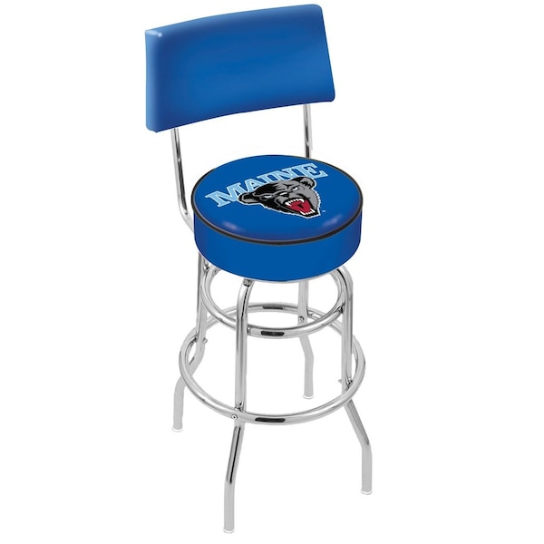25" Chrome 2-Ring Maine Swivel Bar Stool, Back