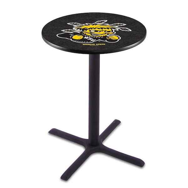 42" Blk Wrinkle Wichita State Pub Table, 36" dia. Top