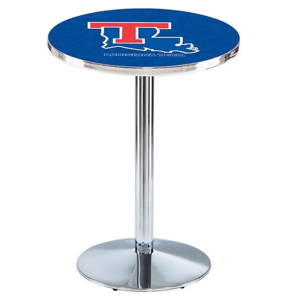 42" Chrome Louisiana Tech Pub Table, 36" dia. Top