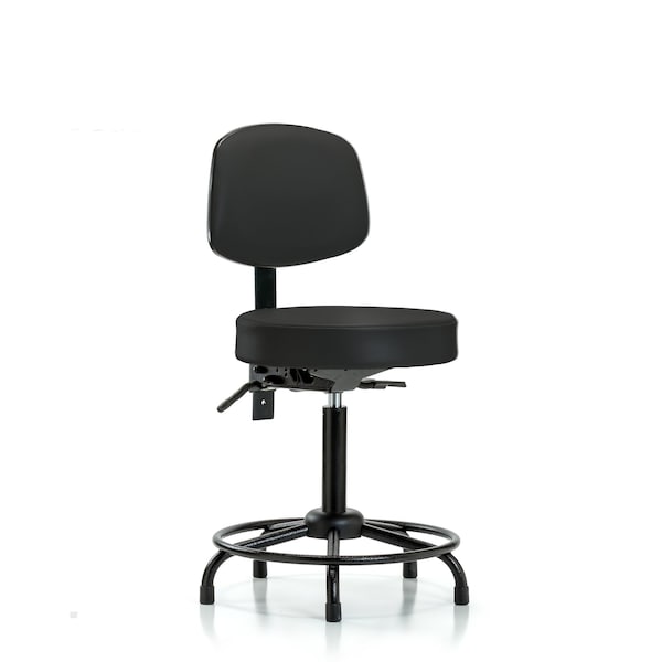 Med Bench Stool, Vin, Bk, RT, Tilt, Glds, Blk