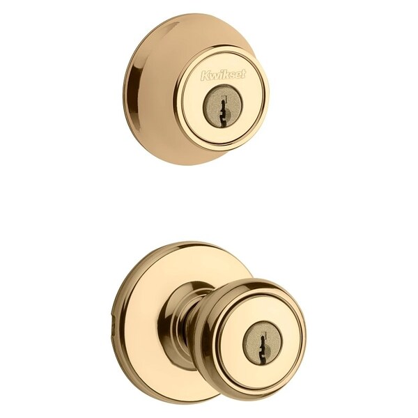 Knob Lockset, 3 Grade, Keyed Key, Polished Brass, 238 x 234 in Backset, K6 Keyway