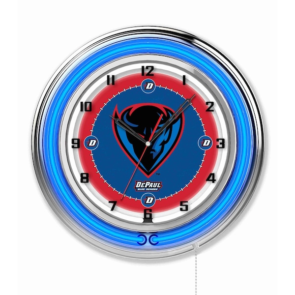 DePaul University Double Neon 19" Clock
