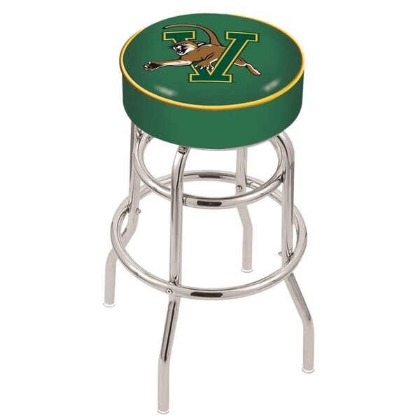 25" 4" Vermont Cushion Seat, Double-Ring Chrome Swivel Bar Stool