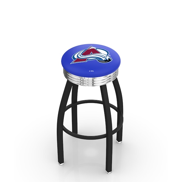 25" Blk Wrinkle Colorado Avalanche Swivel Bar Stool, Chrome Ring