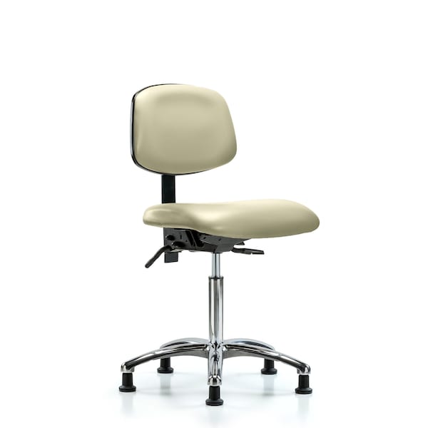 Chair, Vin, Med Bench, Chr Tilt Glides, Wht, No Arms, 22" to 29" Height, Adobe White