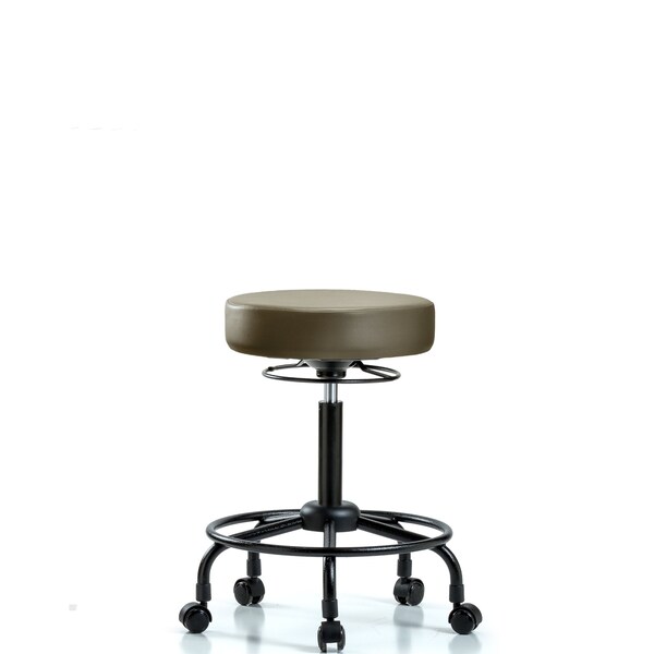 Vinyl Stool, Med Bench, Round Tube Base, Casters, Royal