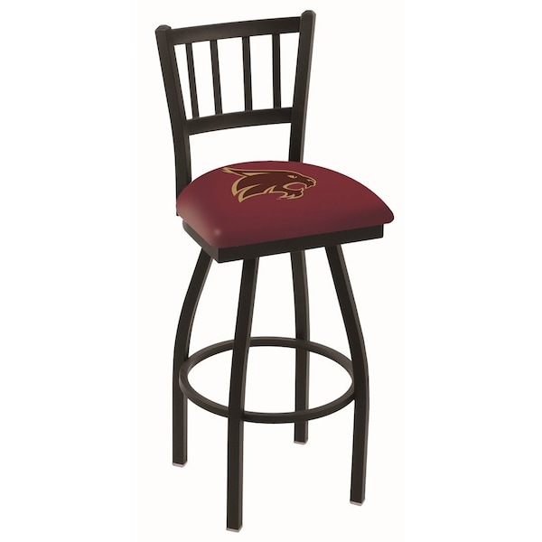 25" Blk Wrinkle Texas State Swivel Bar Stool, Jailhouse Back