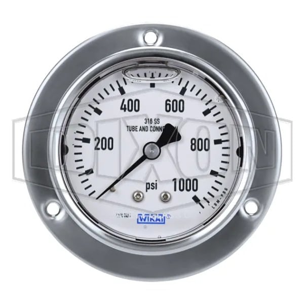 Panel Builder Gauge, 0 to 100 psi, 1/4 in Connection, 2-1/2 in Dial, +/- 2-1-2 %, Glycerin Liquid Fi
