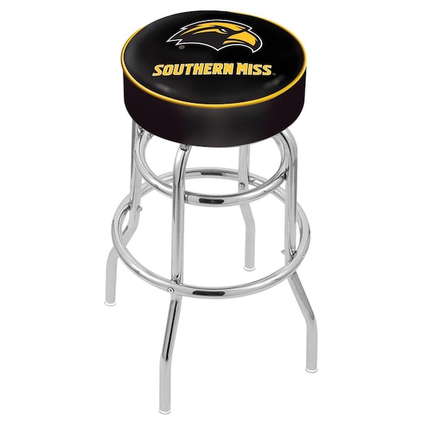 25" Southern Miss Cushion Seat, 2-Ring Chrome Swivel Bar Stool