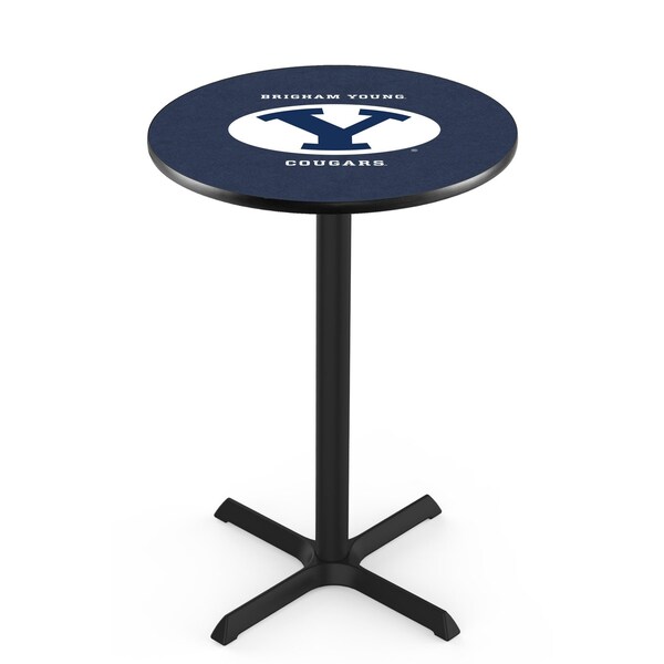 42" Blk Wrinkle Brigham Young Pub Table, 36" dia. Top